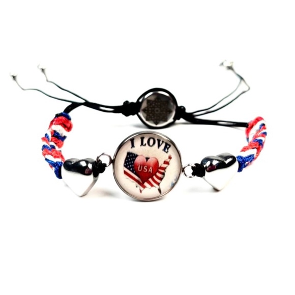Women Patriot Bracelet-Adjustable American Bracelet-United States Flag Colors - Picture 1 of 2